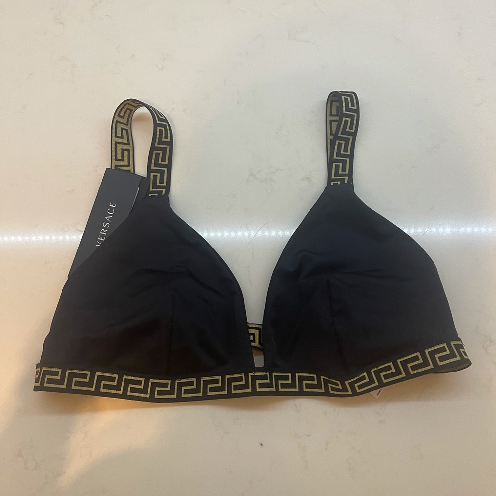 VERSACE GRECA BORDER BIKINI TOP size 3